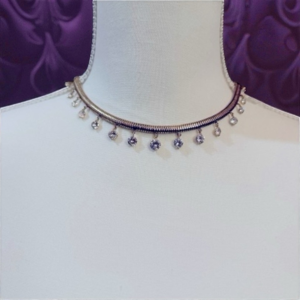 Anthropologie Seraphina Snake Chain Floating Crystal Dangle Rhinestone Gold NWT - Picture 6 of 6